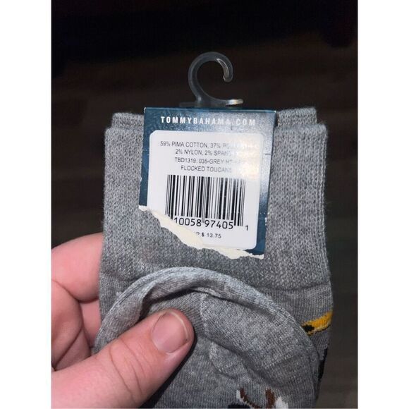 Tommy Bahama Men’s Fine Hosiery Grey Toucans Christmas Socks NEW 1 Pair - Picture 5 of 5
